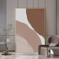 Hand Painted Modern Simple Abstract Brown Beige White Oil Painting Wall Art Wall Decoration As