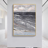 Oil Painting On Canvas Modern Hand Painted Gray Landscape Abstract Wall Art Hallway Decor As