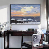 Abstract Hand Painted Landscape Painting Oil Painting Sea Landscape Sunrise Valley Office Hotel