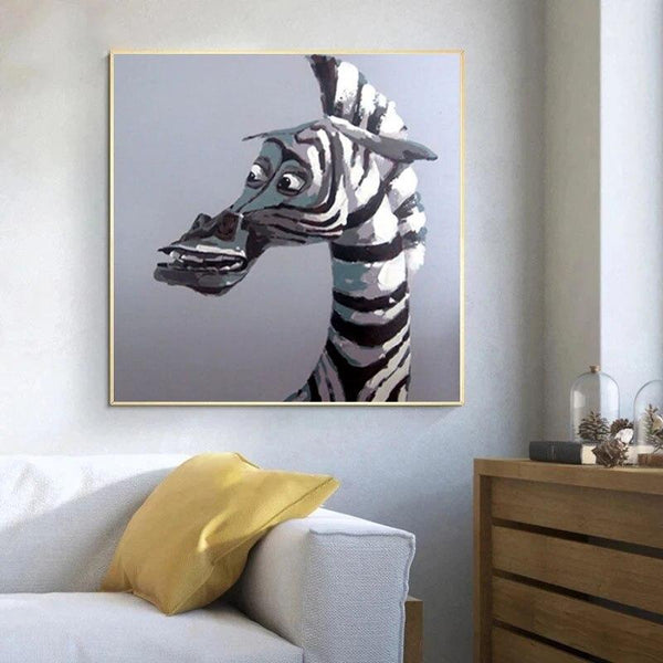 Hand Painted Zebra Animal Oil Paintings Hot Sell Wall Art Unique Canvas Oil Painting