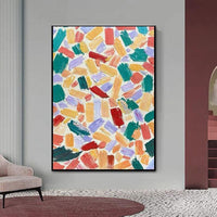 Modern Abstract Colorful Hand Painted Thick Textured Painting Decor