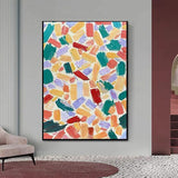 Modern Abstract Colorful Hand Painted Thick Textured Painting Decor