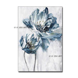 Hand Painted Abstract White Flower On Canvas Modern Flower Paintings Decoration