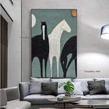 Canvas Painting Hand Painted Animal The Horse Oil Painting Bedroom