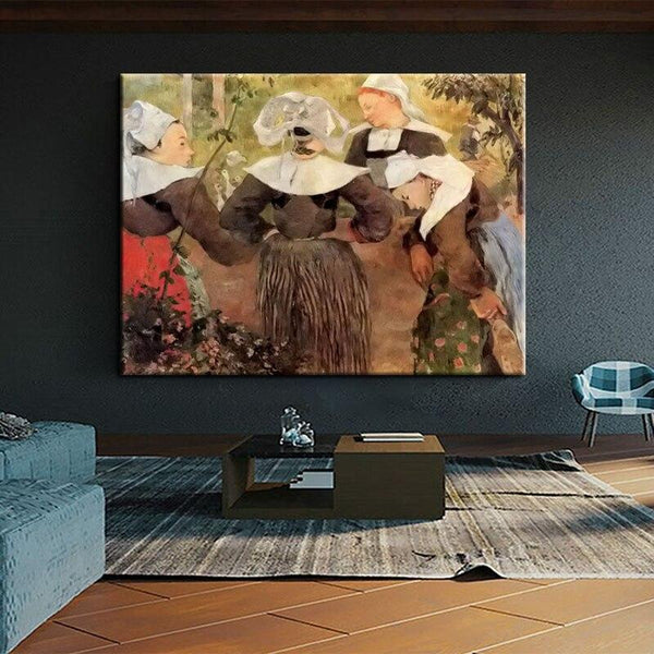 Paul Gauguin Hand Painted Four Breton Dance Oil Painting Figure Abstract Classic Retro Wall Art Decoration