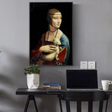 Hand Painted Oil Painting The Lady With An Ermine Canvas Painting On The Wall By Leonardo da Vinci Famous Decor