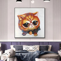 Hand Painted Oil Painting Abstract Cartoon Cat Animal Painting On Canvas For Kitchen s ping