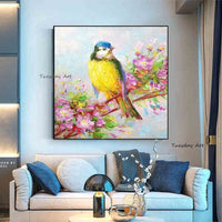 Wall Art Hand Painted Animal Birds Canvas Oil Painting Modern Bedroom