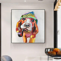 Abstract Cute Dog Oil Painting On Canvas Hand Painted Animals Paintings Hand Painted Modern Wall Art