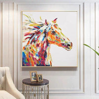 Hand Painted Knife Painting Horse for Wall Decor Hand Painted Abstract Horse Knife Acrylic Painting