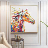 Hand Painted Knife Painting Horse for Wall Decor Hand Painted Abstract Horse Knife Acrylic Painting