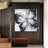 Hand Painted Oil Painting Animal Modern Dark Butterfly Abstract