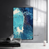 Hand Painted Abstract Seascape Minimalist Wall Art On Canvas Modern Bedroom