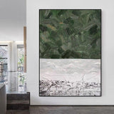 Hand Painted Abstract Wall Art Contemporary Green Style Minimalist Modern On Canvas Decorative