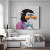 Hand Painted Animal Canvas Gorilla With Glasses Canvas Art painting Decorative Painting