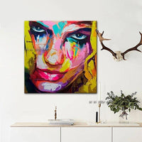 Francoise Nielly Style Canvas Face Portrait Palette Knife Hand Painted Wall Art