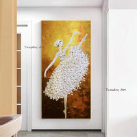 Ballet Dancer Hand Painted Abstract Palette Knife Oil Painting On Canvas