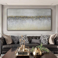 Hand Painted Original Abstract Art Grey Gold Foil Oil Painting Canvas