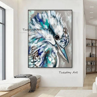 Hand Painted Oil Painting Animal Cool Bird Abstract on Canvas Modern Arts