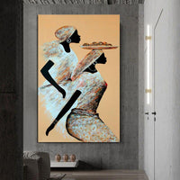 Modern Ethnic Style Two Women Abstract Character Oil Painting On Canvas Wall Art Painting Canvas