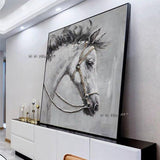 Embellish White Horse Animals Wall Art Hallway Bedroom Canvas Paintings