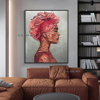 Hand Painted Abstract Wall Art Fashion Figure Minimalist Modern On Canvas Decorative