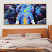 Hand Painted Oil Painting Decorative Ornament Hand Painted Canvas Animal Abstract Elephant