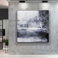 Black White Painting Abstract Painting Landscape Horizontal Wall Art Hand Painted Wall Art Art Canvas