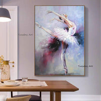 Hand Painted Ballet Dancer Oil Painting Swan Lake Woman Painting Abstract Modern Canvas Artsative