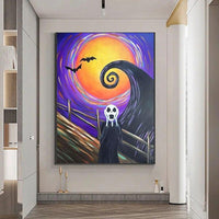 Oil Painting Abstract Fear Hand Painted Canvas Modern Wall Art Halloween