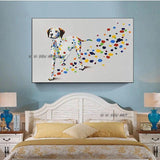 Hand Painted High Quality Animal Dalmatian Dog on Canvas Beautiful Wall Art Funny Dots Dog Oil Painting