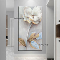 Hand Painted Art Oil Painting Abstract Flowers Home Wall