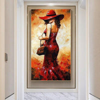 Modern Knife Painted Sexy Women Hand Painted Oil Painting Beautiful Girl As