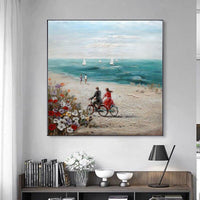 Hand Painted Knife Painting With Popular Art Beach Landscape Artworks Abstract Painting On Canvas Decor