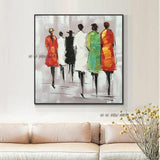 Hand Painted Abstract Women Walking The Street Oil Canvas Classical Wall (hand painted)