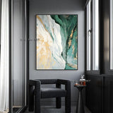 Hand Painted Large Size Canvas Modern Green and White Minimalist Abstract Oil Painting (hand painted)