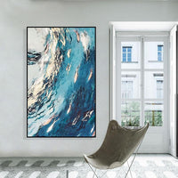 Hand Painted Abstract Seascape Minimalist Wall Art On Canvas Modern Bedroom