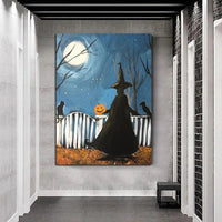 Hand Painted Oil Painting Halloween Pumpkin Abstract Canvas Wall Arts