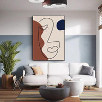 Minimalist Abstract Wall Art Hand Painted Canvas Oil Painting Woman Face Posterss Decor