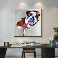 Modern Pet Dog Hand Painted Oil Painting Bedroom Restaurant Interior Decoration Wall Art