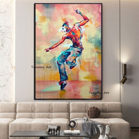 Street Dance Man Oil Painting Hand Painted Figures Abstract Canvas Pop Art Mural