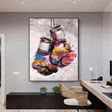 Hand Painted Graffiti Boxing Gloves Art Canvas Oil Painting Pop Art Modern Wall Decorative