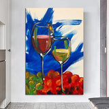 Hand Painted Still Life Oil Painting Modern Colorful Wine Glass Abstract Art Family Wall Canvas