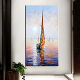 Hand Painted Oil Painting Modern Seascape Sailing Boat Abstract Landscape Canvass Home Room