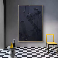 Modern Art Hand Painted Abstract Painting Minimalist Art on Canvas Textured oil Painting Black Oil Painting