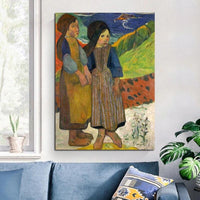 Hand Painted Oil Painting Gauguin The Breton Girl by the Sea for Home