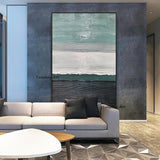 Hand Painted Abstract Landscape Oil Painting Simple Blue White Grey Abstract on Canvas Modern Decor