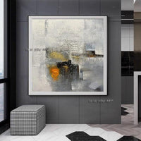 Contemporary Black and White Modern Hand Painted Abstract Wall Art Decorative Office