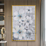 Modern on Canvas Wall Art Light Blue Flowers