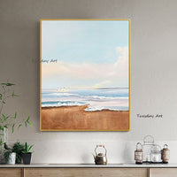 Landscape Hand Painted Abstract Beach Scenery Decorative Modern Canvas Painting